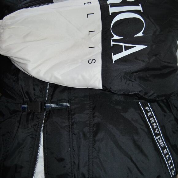Perry Ellis America Winter Coat Black & White Medium Vintage - Picture 5 of 10